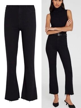 MOTHER Jeans Hustler Ankle Fray in Not Guilty Black Size 29